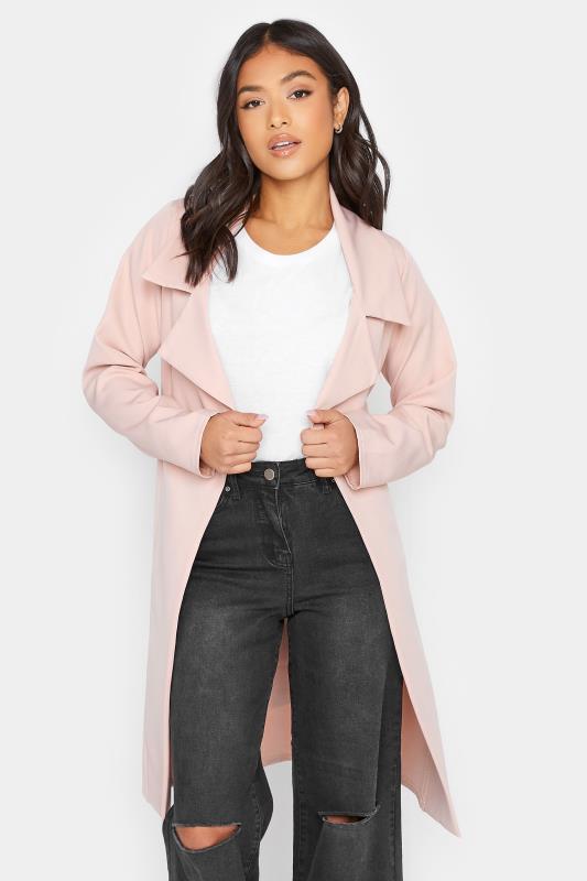Petite Blush Pink Midi Duster Coat | PixieGirl 1