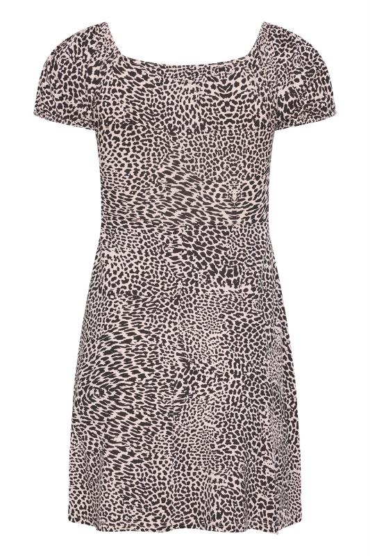 Petite Light Pink Leopard Print Tea Dress | PixieGirl  7
