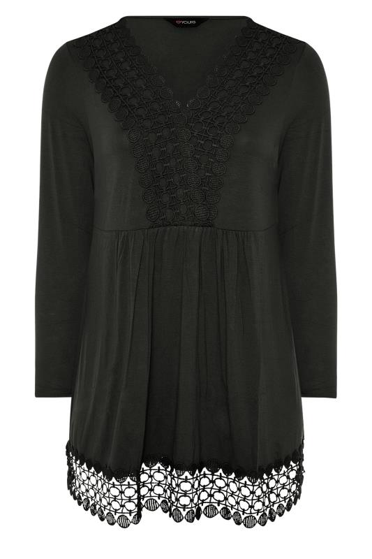 Plus Size Black Crochet Trim Tunic Top | Yours Clothing 6