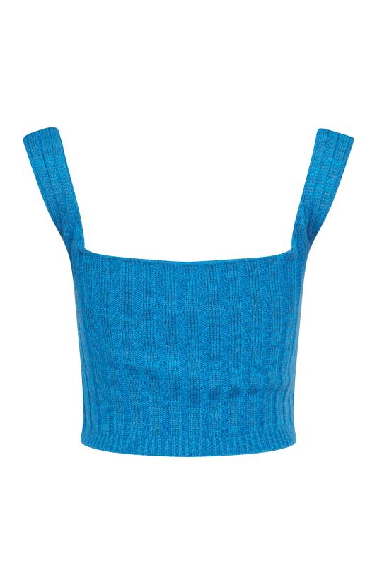Petite Blue V-Neck Ribbed Knitted Vest Top 8