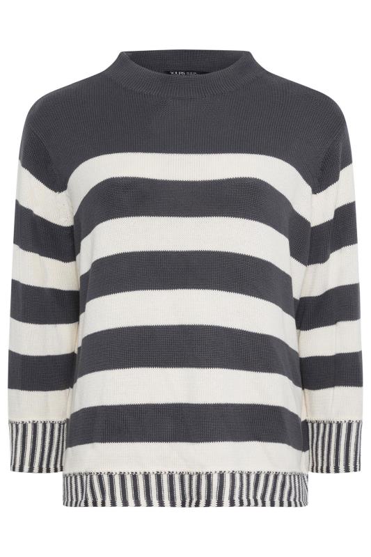 YOURS Plus Size Charcoal Grey Stripe Jumper | Yours Clothing 5