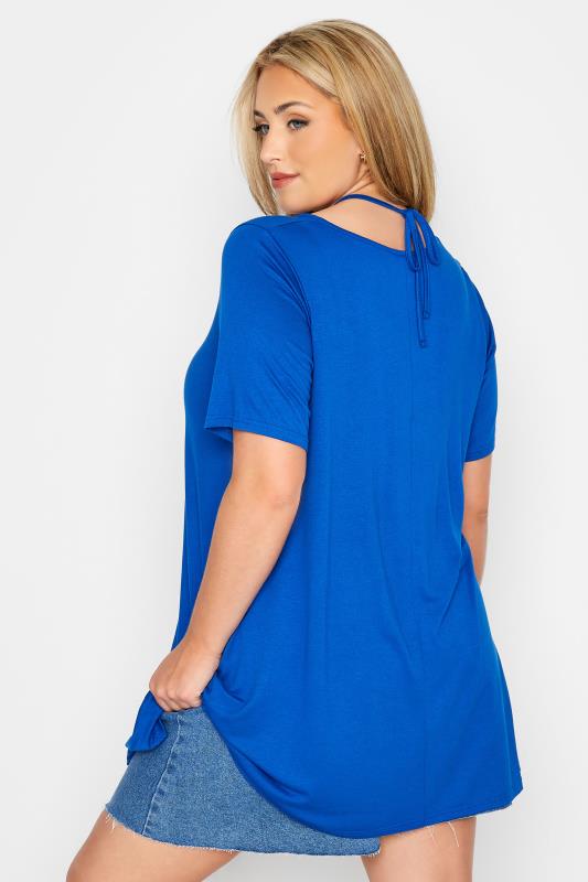 Plus Size Cobalt Blue Ring Detail Swing Top | Yours Clothing 3