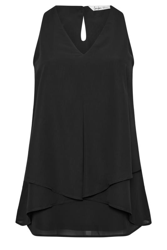 YOURS LONDON Plus Size Black Layered Sleeveless Blouse | Yours Clothing 5