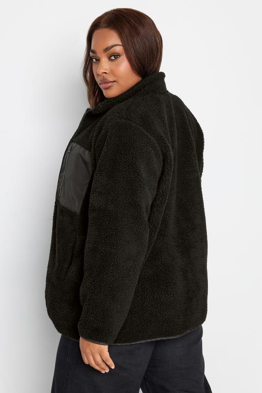 YOURS Plus Size Black Pocket Teddy Fleece Jacket | Yours Clothing 4