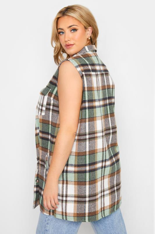 LIMITED COLLECTION Curve Green Checked Sleeveless Shacket 3