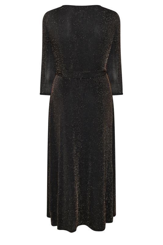YOURS LONDON Curve Black & Gold Glitter Maxi Wrap Dress | Yours Clothing 7