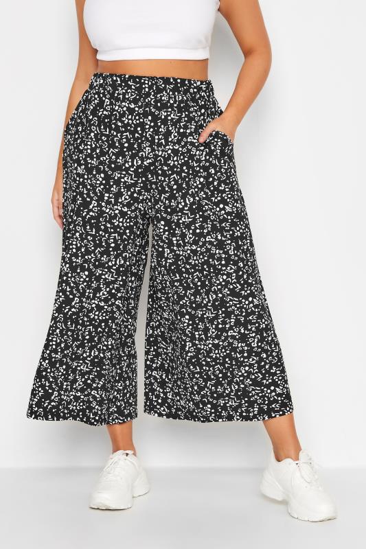 YOURS Plus Size Curve Black Animal Print Midaxi Culottes | Yours Clothing 1
