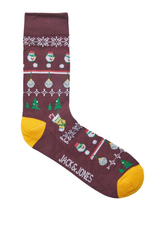 JACK & JONES 3 PACK Black & Red Christmas Socks Gift Set | BadRhino 4