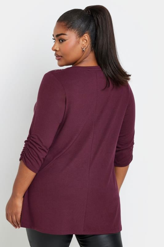 YOURS Plus Size Purple Diamante Stud Swing Top | Yours Clothing  3