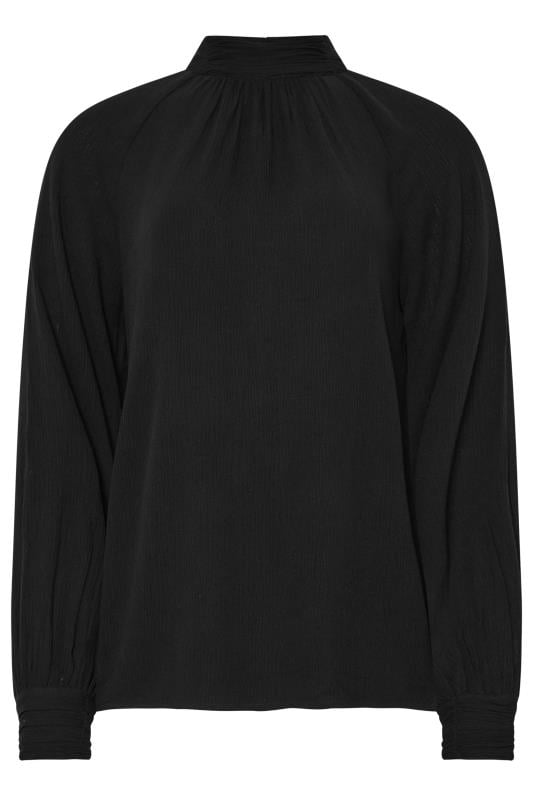 LTS Tall Black High Neck Crinkle Top | Long Tall Sally 6