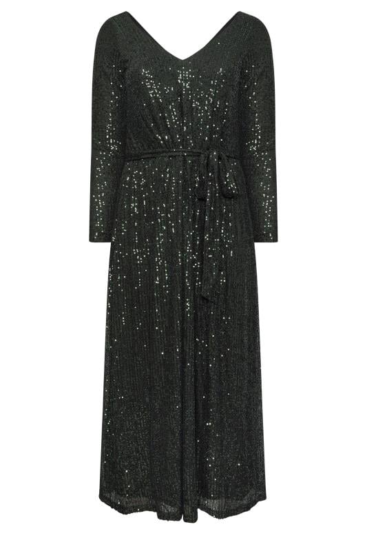 YOURS LONDON Plus Green Sequin Maxi Dress | Yours Clothing 5