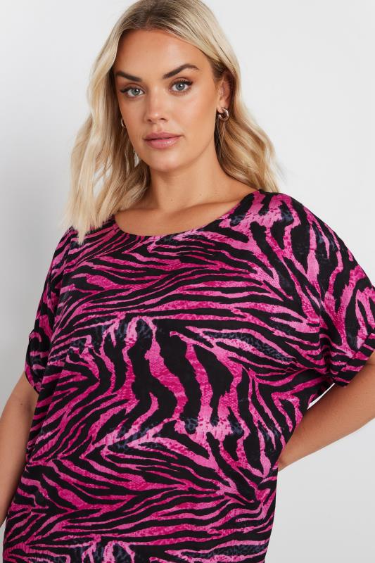 YOURS Plus Size Pink Zebra Print Tunic Dress | Yours Clothing 4