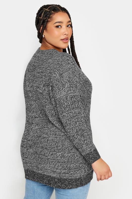 YOURS Plus Size Black & White Essential Knitted Jumper | Yours Clothing 3
