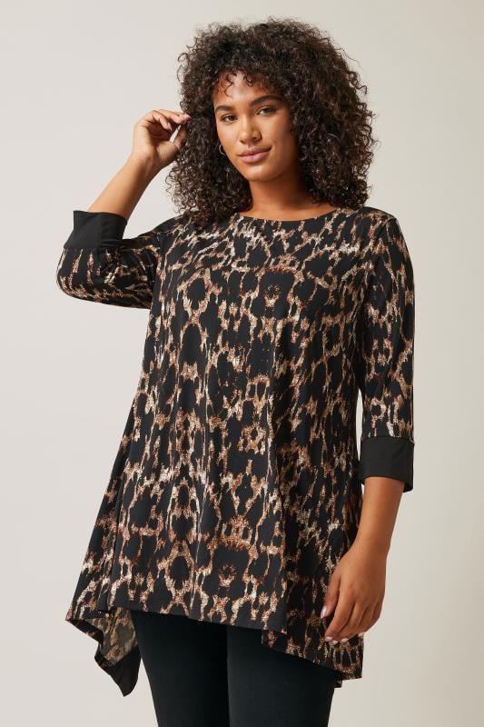 Plus Size  Evans Brown Cailyn Print Tunic