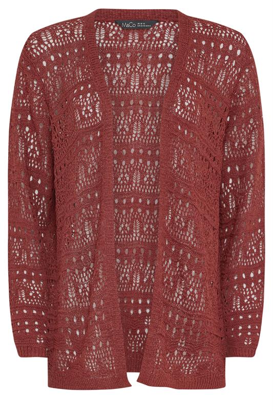 M&Co Berry Red Open Front Crochet Cardigan | M&Co 5