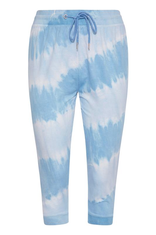 Plus Size Blue Tie Dye Cropped Joggers | Yours Clothing  5