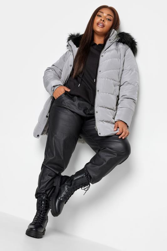 YOURS Plus Size Grey Puffer Coat | Yours Clothing 2