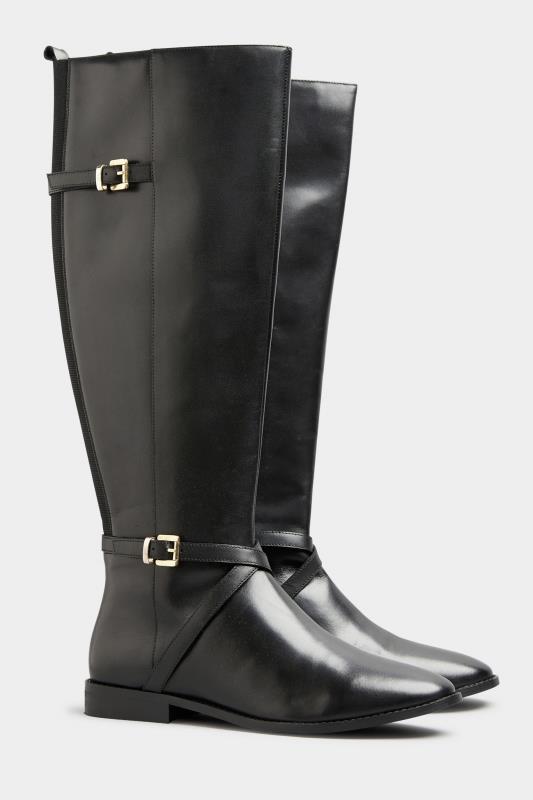 Tall  LTS Black Leather Riding Boots In Standard D Fit