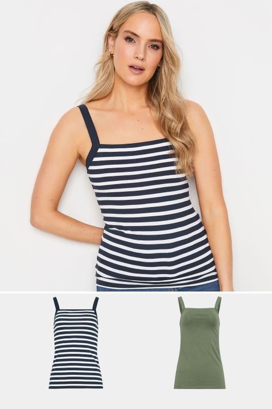 LTS Tall 2 PACK Navy Blue & Green Cami Vest Tops | Long Tall Sally 1