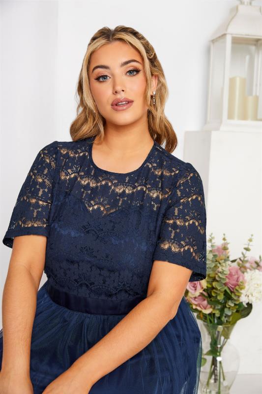 Plus Size YOURS LONDON Curve Navy Blue Lace Bridesmaid Maxi Dress | Yours Clothing  4