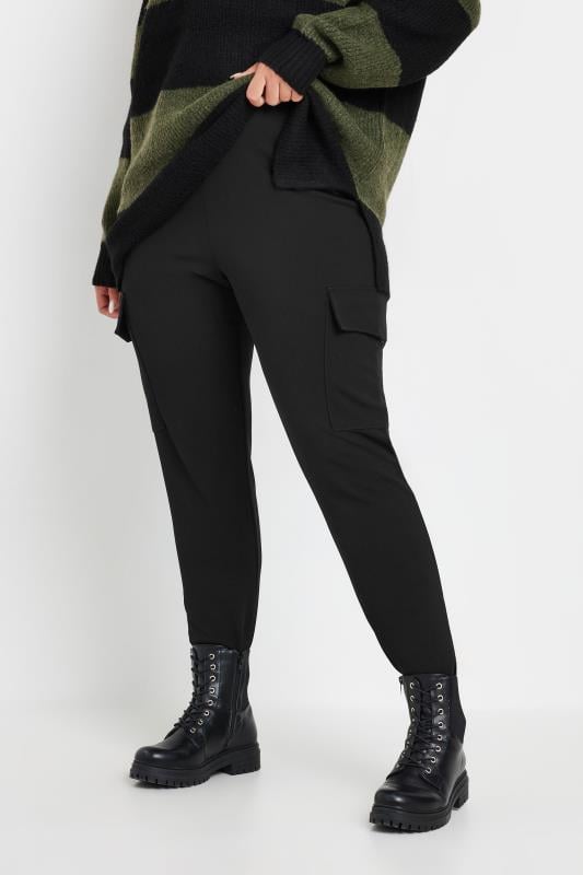 Plus Size  YOURS Curve Black Tailored Scuba Cargo Trousers