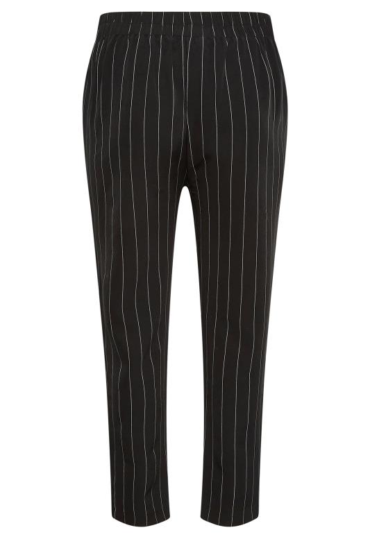 YOURS Plus Size Black Stripe Print Darted Waist Tapered Trousers | Yours Clothing 7