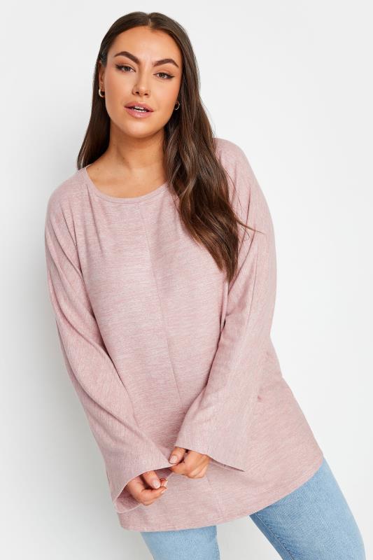  Grande Taille YOURS Curve Pink Batwing Sleeve Soft Touch Jumper