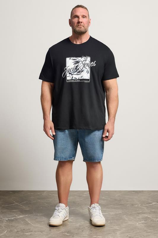 JACK & JONES Big & Tall Black Shape Print T-Shirt | BadRhino 1