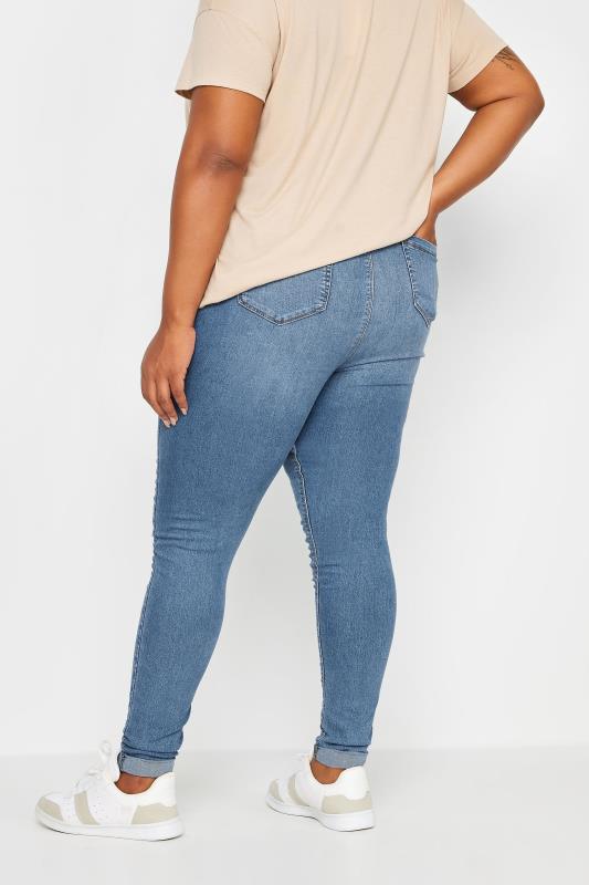 YOURS Plus Size Light Blue Ripped Turn Up GRACE Jeggings | Yours Clothing 3