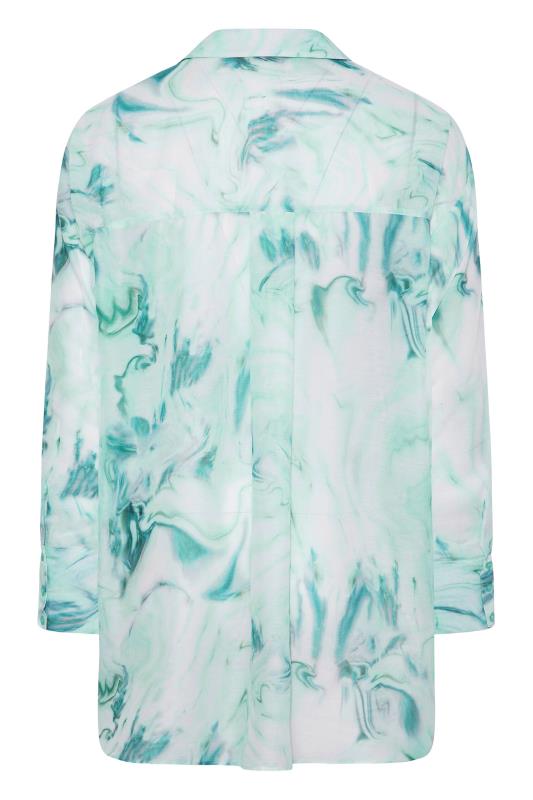 LIMITED COLLECTION Curve Blue & Green Marble Print Oversized Shirt_BK.jpg