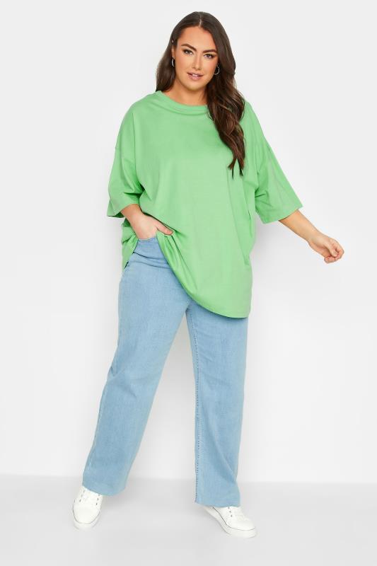 YOURS Plus Size Green Oversized Boxy T-Shirt | Yours Clothing 2