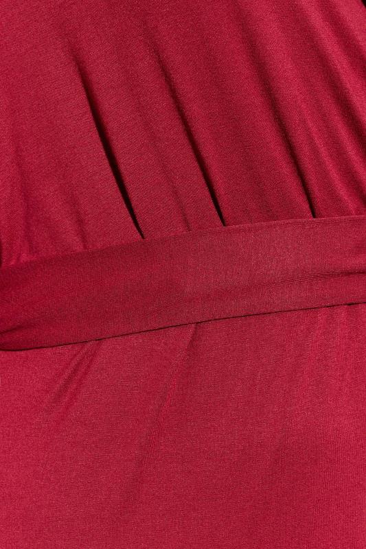 LIMITED COLLECTION Plus Size Wine Red Flare Sleeve Wrap Dress | Yours Clothing 5