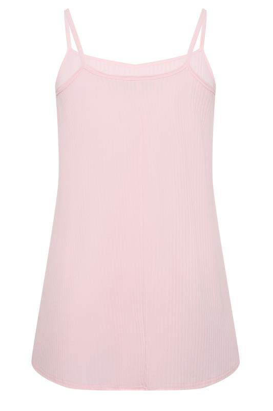 YOURS Curve Plus Size Dusky Pink Ribbed Swing Cami Vest Top | Yours Clothing  7