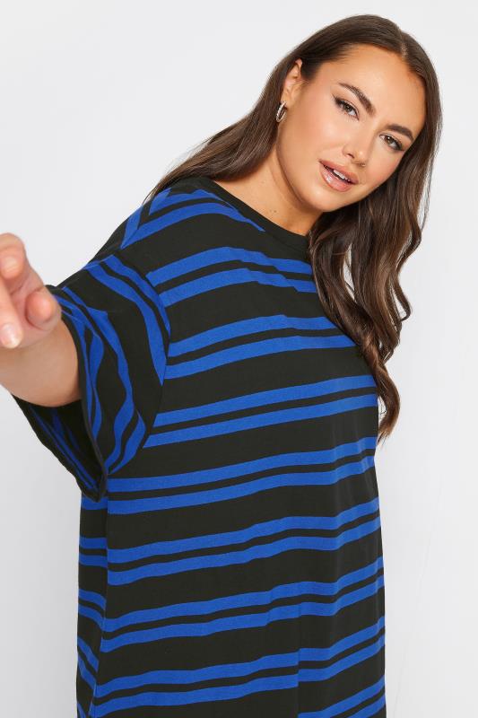 YOURS Plus Size Cobalt Blue Double Stripe T-Shirt | Yours Clothing 4