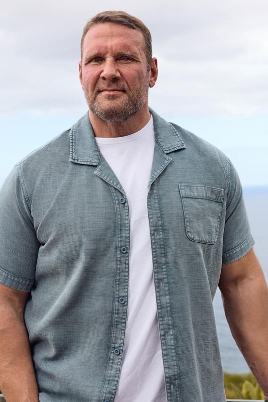  BadRhino Big & Tall Blue Acid Wash Cotton Shirt