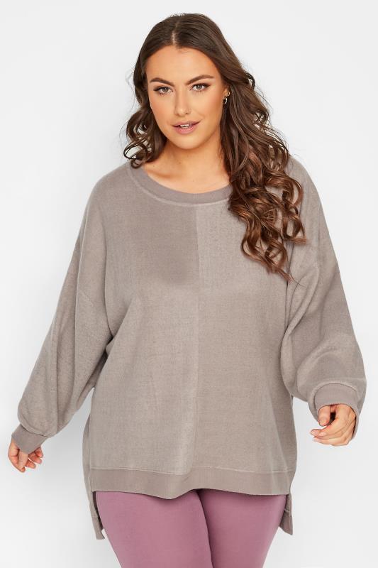 Plus Size Mocha Brown Soft Touch Fleece Sweatshirt | Yours Clothing 1