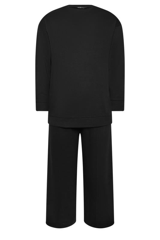 YOURS Plus Size Black Sweatshirt & Wide Leg Jogger Set | Yours Clothing 6