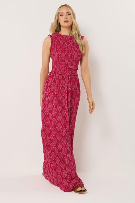 LTS Tall Women's Pink Paisley Shirred Maxi Dress | Long Tall Sally 2