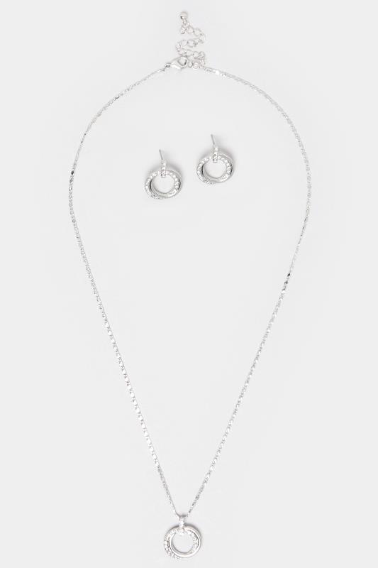 2 PACK Silver Tone Diamante Circle Jewellery Set | Yours Clothing 2