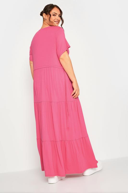 LIMITED COLLECTION Plus Size Pink Adjustable Waist Maxi Dress | Yours Clothing 5