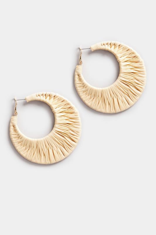 Plus Size  Gold Tone Raffia Hoop Earrings