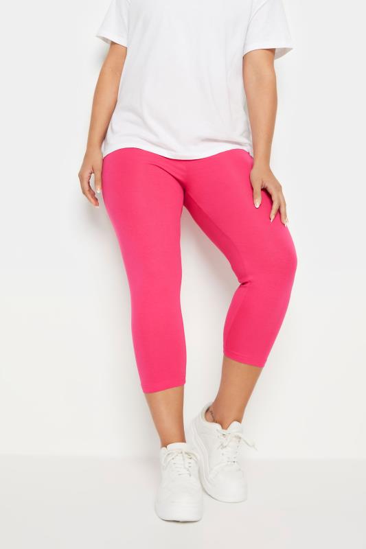 YOURS Plus Size Pink Cropped Leggings | Yours Clothing 1