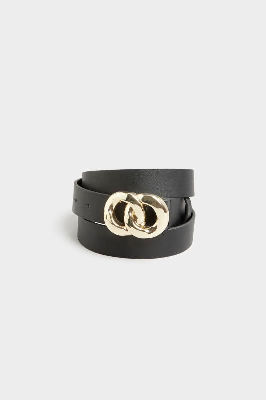 Plus Size Black Double Ring Buckle Belt | Yours Clothing 2