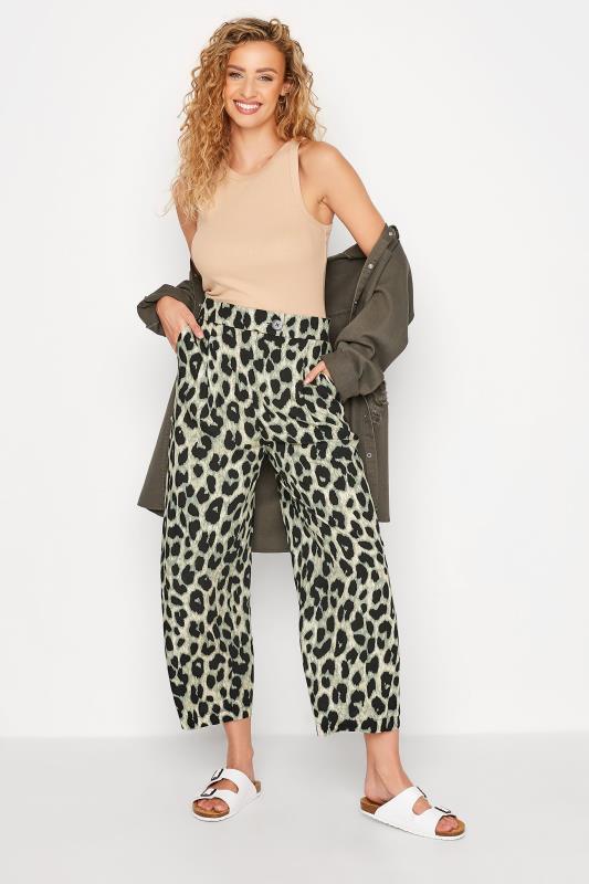 LTS Tall Black Leopard Print Cropped Trousers 2