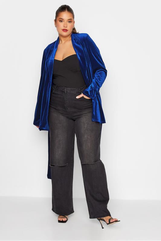 LTS Tall Women's Bright Blue Velvet Belted Blazer | Long Tall Sally 2