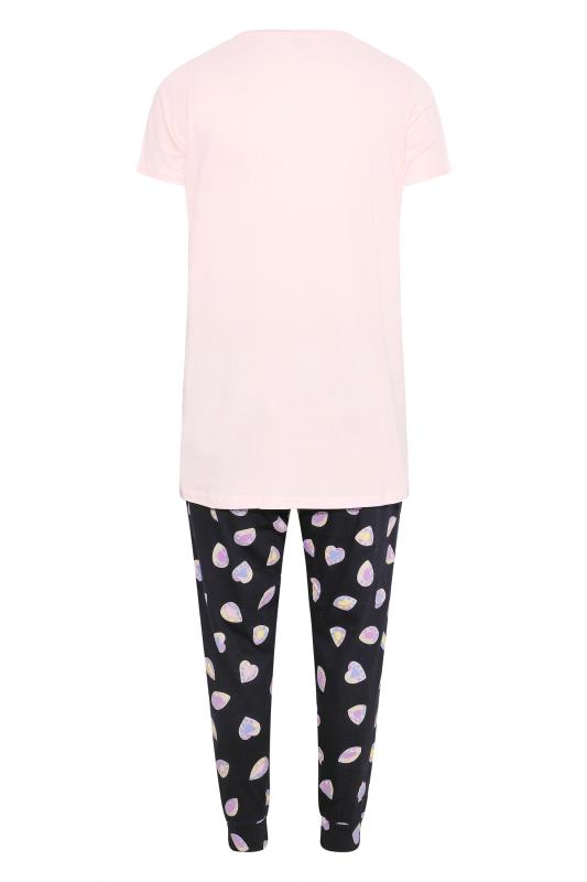Plus Size Pink 'Rise & Shine' Cuffed Cotton Pyjama Set | Yours Clothing 6