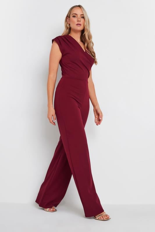 LTS Tall Burgundy Red Cross Over Jumpsuit | Long Tall Sally 2