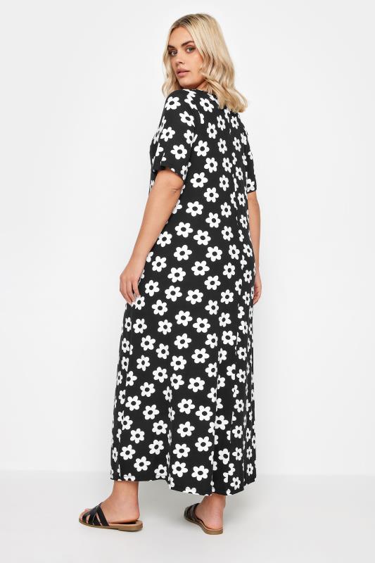 YOURS Plus Size Black Floral Print Pleat Front Maxi Dress | Yours Clothing 3