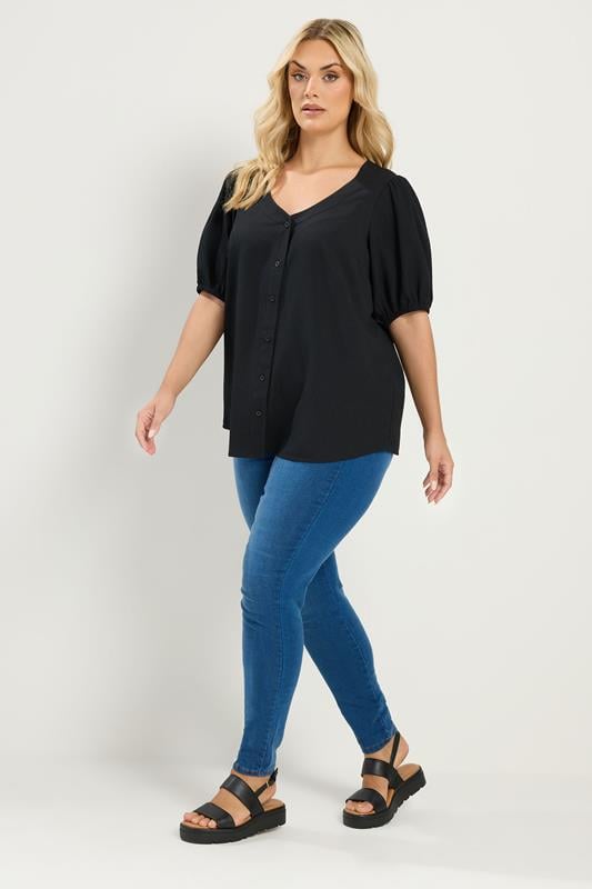 YOURS Plus Size Black Textured Blouse | Yours Clothing 1