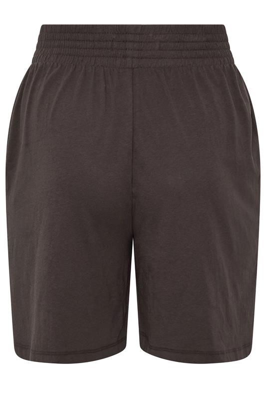 YOURS Plus Size Brown Shirred Waist Shorts | Yours Clothing 8